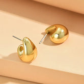 Chunky Dome Gold Plated Metal Teardrop Lightweight Statement Wedding Jewelry Earring